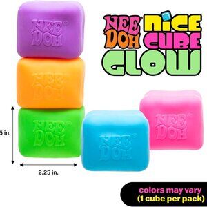 Nee Doh Blue Nice Cube Glow Sensory Toy (Glow in the Dark) Rare